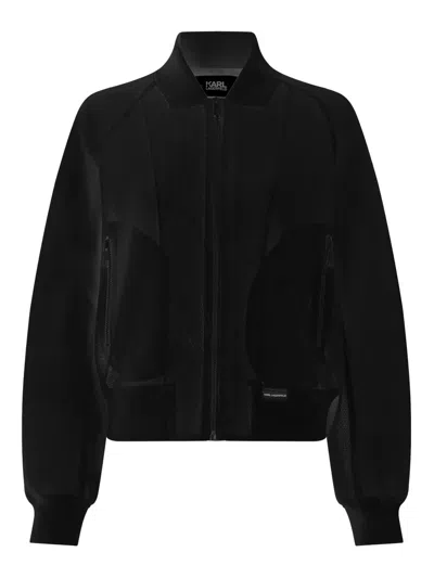 Karl Lagerfeld Zip-up Bomber Jacket In Black