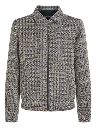 Karl Lagerfeld Zip-up Bouclé Jacket In Gray