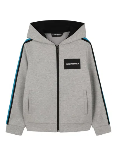 Karl Lagerfeld Kids' Zip-up Hoodie In Gray