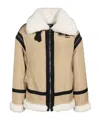 Karl Lagerfeld X Cara Delevingne Faux-shearling Trim Jacket In Nude