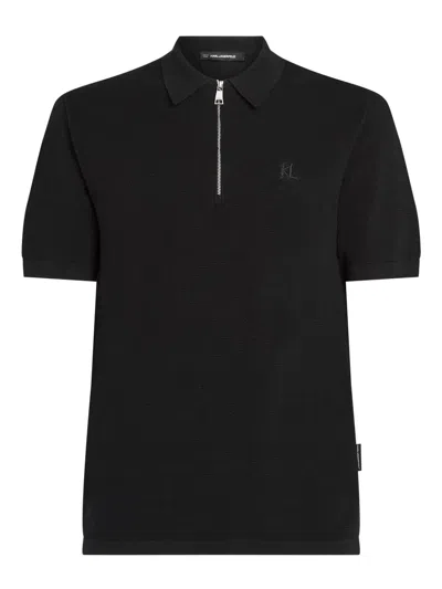 Karl Lagerfeld Poloshirt Mit Reissverschluss In Black