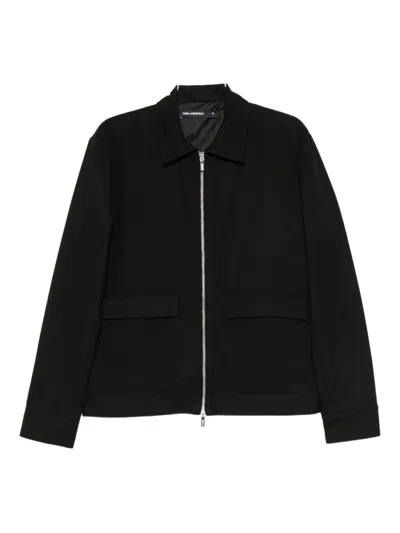 Karl Lagerfeld Zip-up Shirt Jacket In Black
