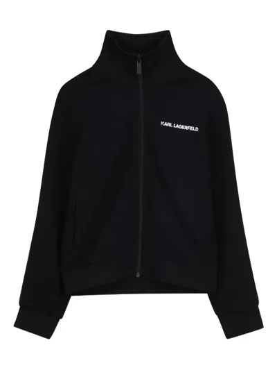 Karl Lagerfeld Kids' Zip-up Sweater In Black
