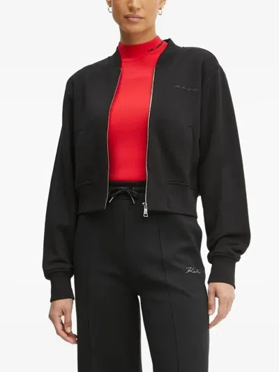 Karl Lagerfeld Zip-up Sweatshirt In Black