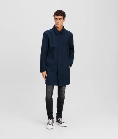 Karl Lagerfeld Zip-up Trench Coat In Blue