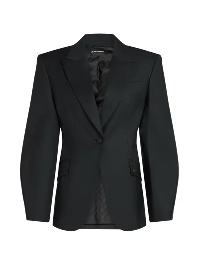 Karl Lagerfeld Zip-detail Tailored Blazer In Black