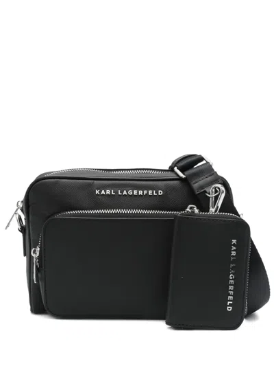 Karl Lagerfeld Zipped Shoulder Bag In Black