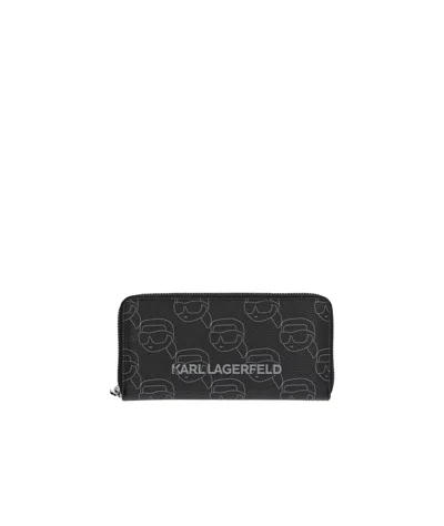 Karl Lagerfeld Zipper Wallet In Black