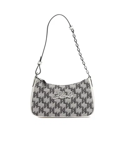 Karl Lagerfeld Zippered Shoulder Bag In Gray