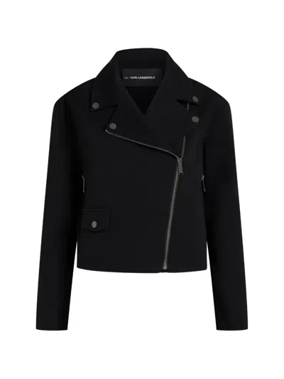Karl Lagerfeld Zip-up Biker Jacket In Black