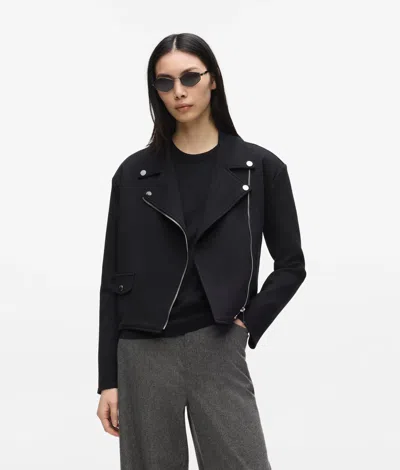 Karl Lagerfeld Zip-up Biker Sweatshirt In Black