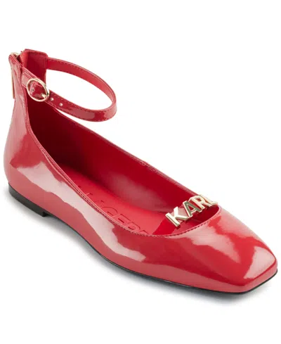KARL LAGERFELD WOMEN'S ZYVIA LOGO ANKLE STRAP FLATS