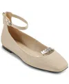 Karl Lagerfeld Zyvia Logo Ankle Strap Flats In Dusty Nude