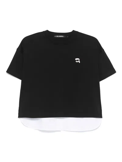 KARL LAGERFELD KARL LAGERFELD BLACK WHITE COTTON T SHIRT