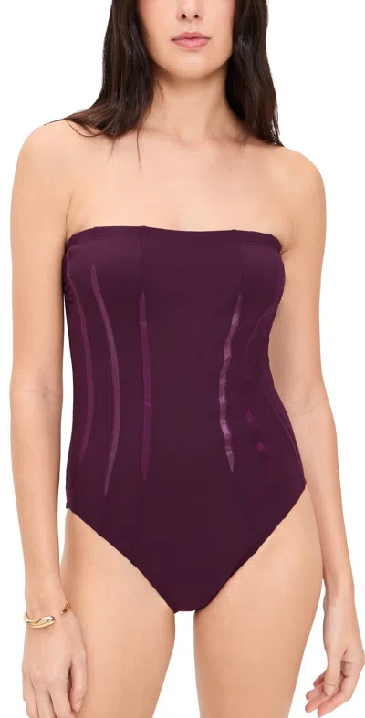 Karla Colletto Andie Bandeau With Shelf Bra Wine In Burgundy