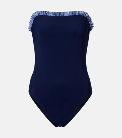 Karla Colletto Bandeau Swimsuit In Blue