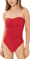 Karla Colletto Basics Bandeau One Piece With Shelf Bra Cherry In Cherry