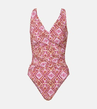 Karla Colletto Basics Printed Swimsuit In Pink
