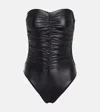 Karla Colletto Basics Ruched Bandeau Swimsuit In Black Lame