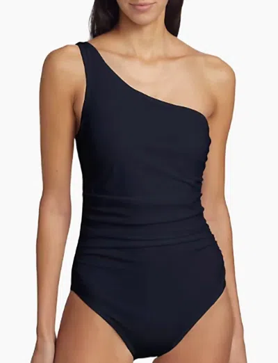 Karla Colletto Basics Ruched One-shoulder Swimsuit In Black