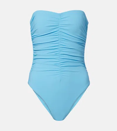 Karla Colletto Basics Ruched Swimsuit In Blue