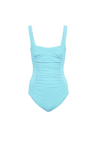 Karla Colletto Basics Square Neck Underwire Tank In Blue