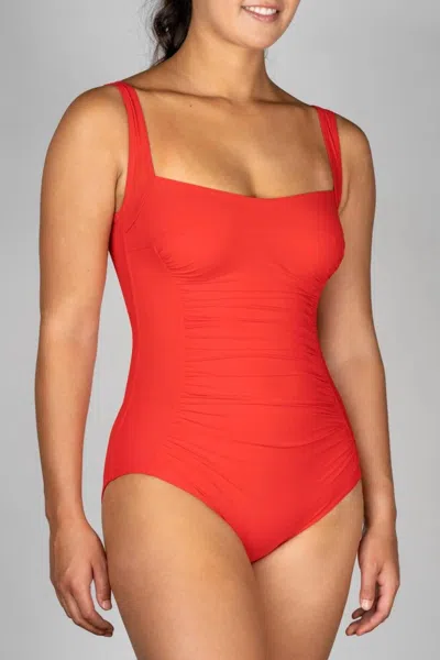 Karla Colletto Basics Square Neck Underwire Tank In Red In Pink