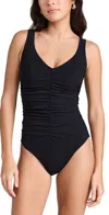 Karla Colletto Basics V Neck Silent Underwire Tank One Piece With High Back In Black