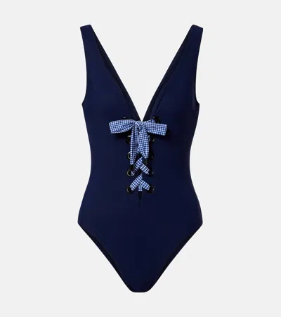Karla Colletto Bow-detail Swimsuit In Blue