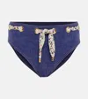 Karla Colletto Claire High-rise Bikini Bottoms In Blue Denim/multicolor