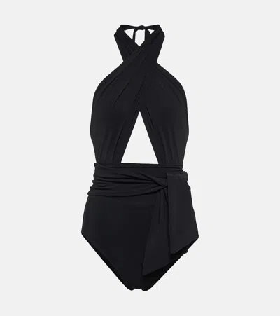 Karla Colletto Cutout Halterneck Swimsuit In Black