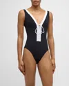 Karla Colletto Demi V-neck Silent Underwire One-piece Swimsuit In Blck-wht