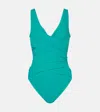 Karla Colletto Draped Swimsuit In Blue