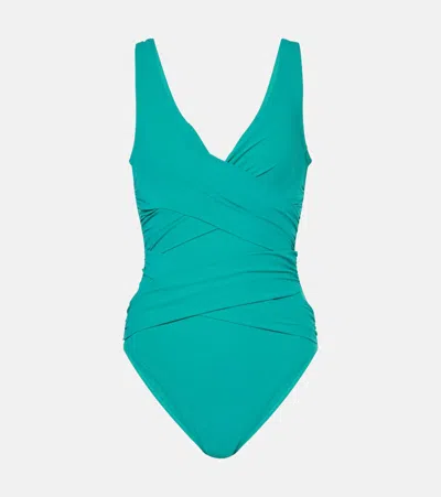Karla Colletto Draped Swimsuit In Blue