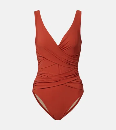Karla Colletto Draped Swimsuit In Red