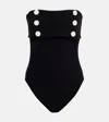 Karla Colletto Embellished Strapless Swimsuit In Black