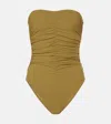 Karla Colletto Gathered Bandeau Swimsuit In Green