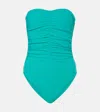 Karla Colletto Gathered Strapless Swimsuit In Blue