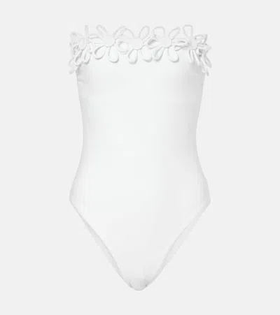 Karla Colletto Hana Embroidered Bandeau Swimsuit In White