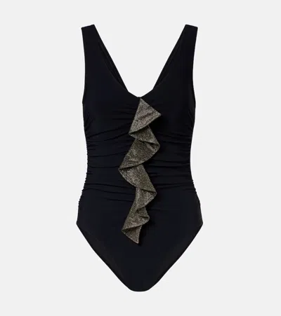 Karla Colletto Helena Ruffled Swimsuit In Black