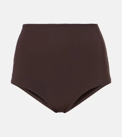 Karla Colletto High-rise Bikini Bottom In Chocolate