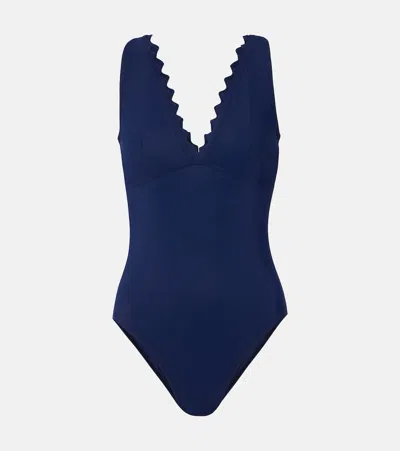 Karla Colletto Inés Scalloped Swimsuit In Blue