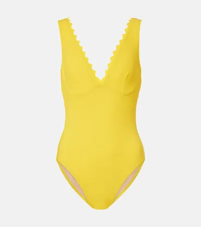 Karla Colletto Ines Scalloped Swimsuit In Brown