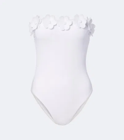Karla Colletto Juliet Floral-appliqué Swimsuit In White