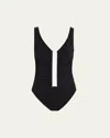 Karla Colletto Kia V-neck One-piece Swimsuit In Black / White