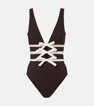 Karla Colletto Lenora Bow-detail Swimsuit In Multi