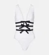 Karla Colletto Lenora Ribbon Swimsuit In  Black/white