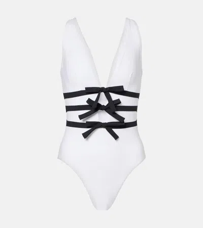 Karla Colletto Lenora Ribbon Swimsuit In  Black/white