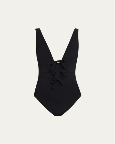 Karla Colletto Lenora V-neck One-piece Swimsuit In Black