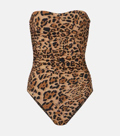 Karla Colletto Leopard-print Belted Swimsuit In Multicolor